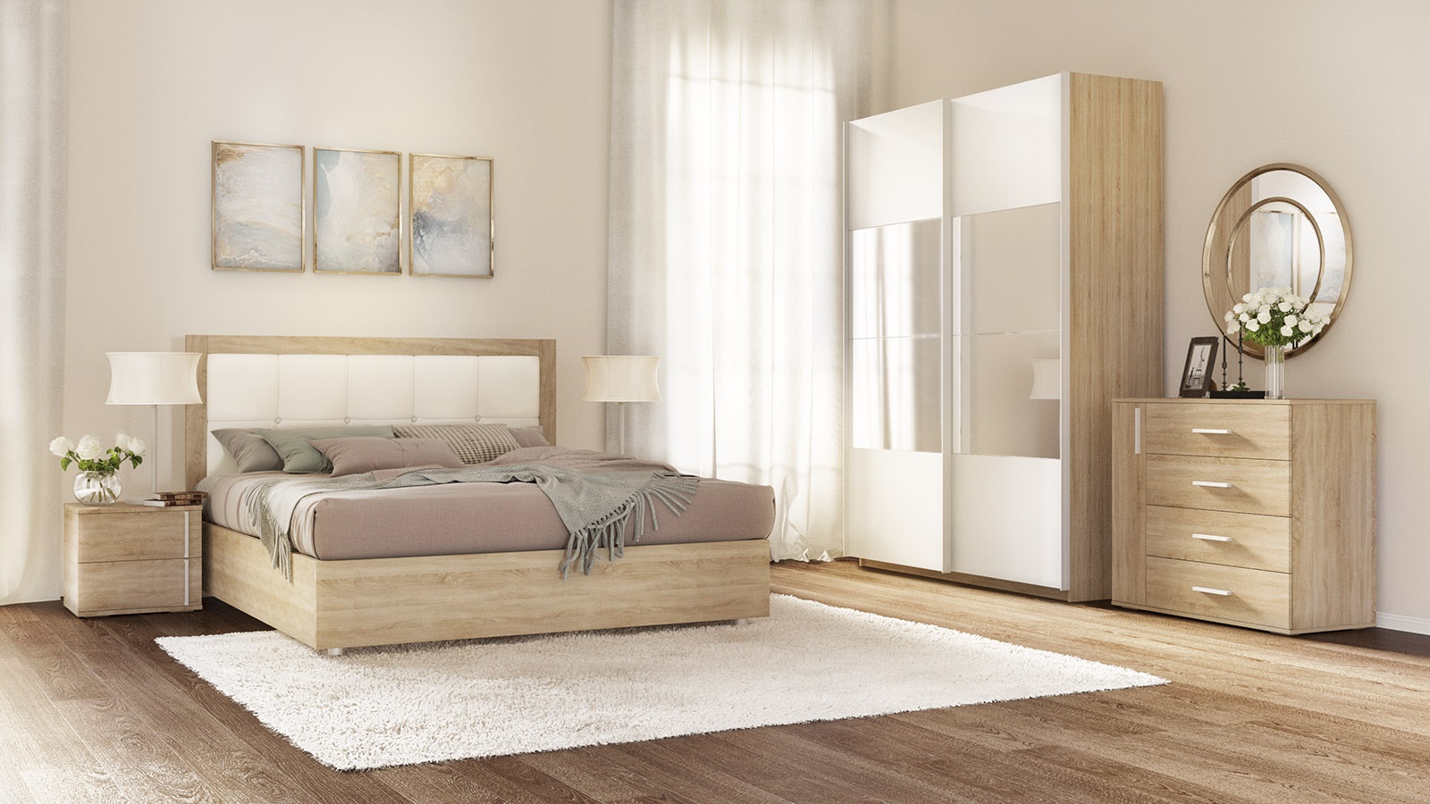Кровать с подъемным механизмом Innovo Lux Beige